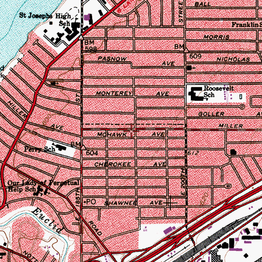 Topographic Map of Memorial Spiritualist Church, OH