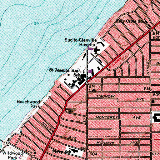 Topographic Map of Saint Joseph Roman Catholic Technical School, OH