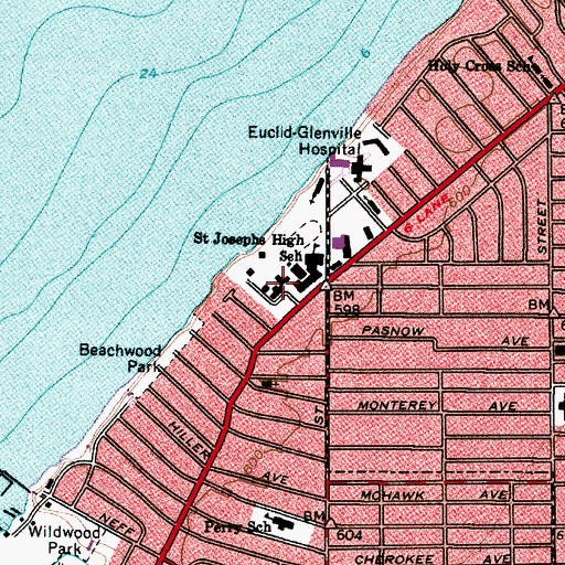 Topographic Map of Saint Josephs On the Lake Retreat House, OH