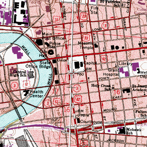 Topographic Map of Beggs Building, OH