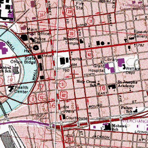 Topographic Map of Central Presbyterian Church, OH