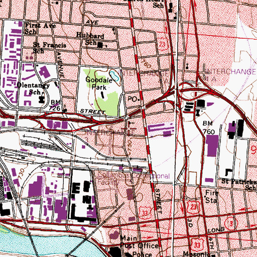 Topographic Map of Columbus Junior Theatre, OH