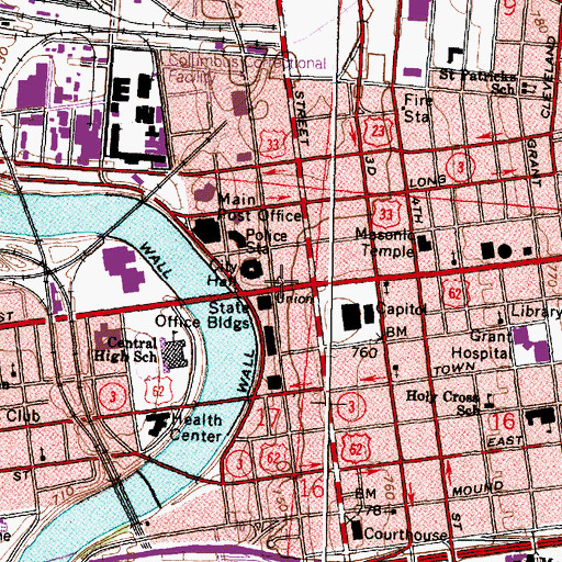 Topographic Map of LeVeque Tower, OH