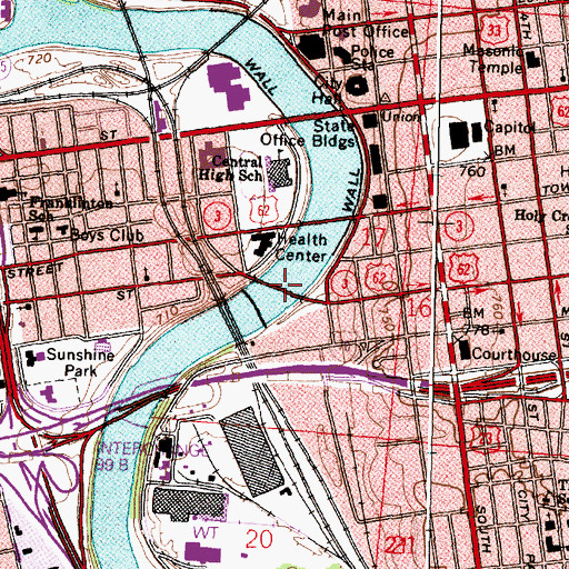 Topographic Map of Main Street Bridge, OH