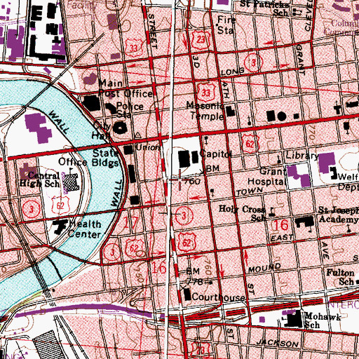 Topographic Map of Ohio Theatre, OH