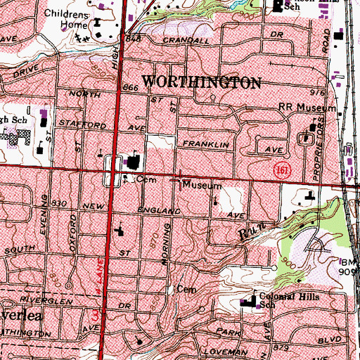 Topographic Map of Sharon Memorial Hall, OH