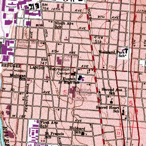 Topographic Map of Thompson Recreation Center, OH