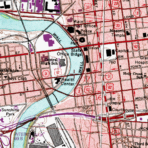 Topographic Map of Town Street Bridge, OH