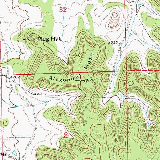 Topographic Map of Alexander Mesa, CO