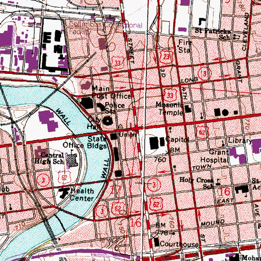 Topographic Map of Wyandotte Building, OH