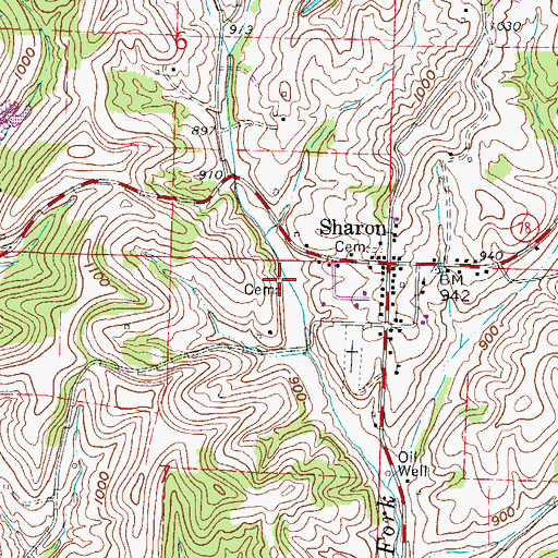 Topographic Map of Marquis Cemetery, OH