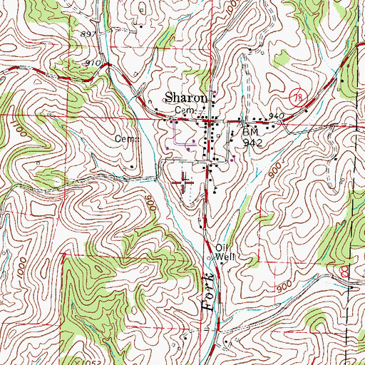Topographic Map of Sharon Cemetery, OH