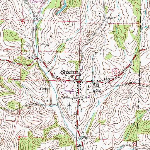 Topographic Map of Sharon Cemetery, OH