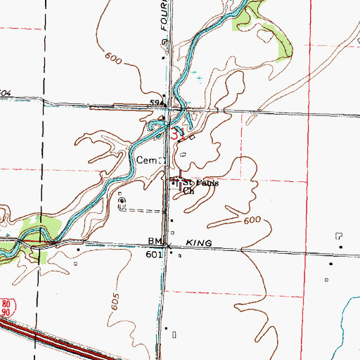 Topographic Map of Saint Pauls Cemetery, OH