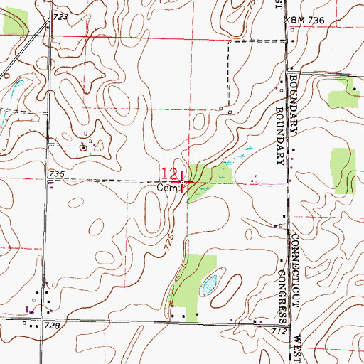 Topographic Map of Wickwire Cemetery, OH
