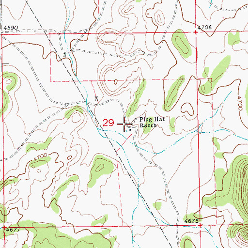 Topographic Map of Plug Hat Ranch, CO