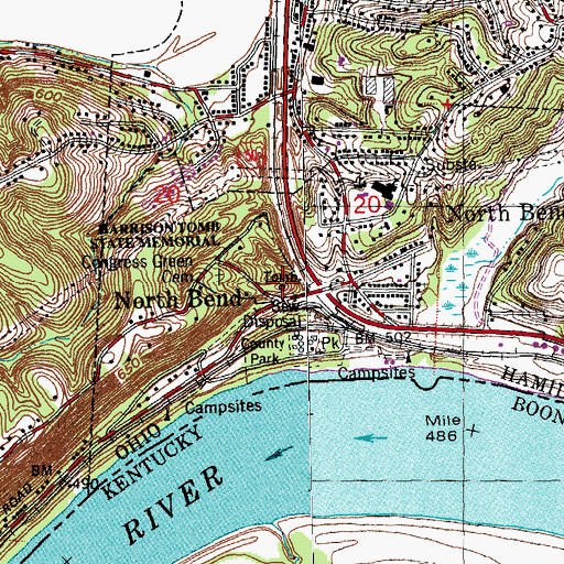 Topographic Map of Harrisons Tomb, OH