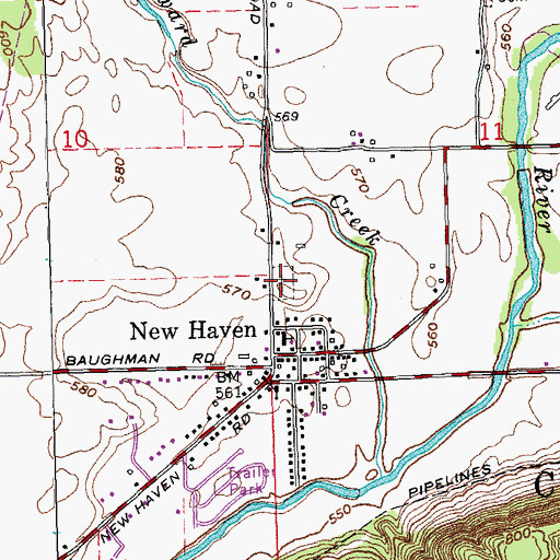 Topographic Map of New Haven Cemetery, OH
