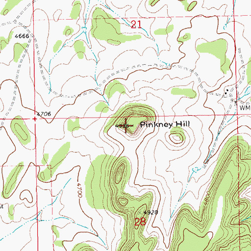Topographic Map of Pinkney Hill, CO