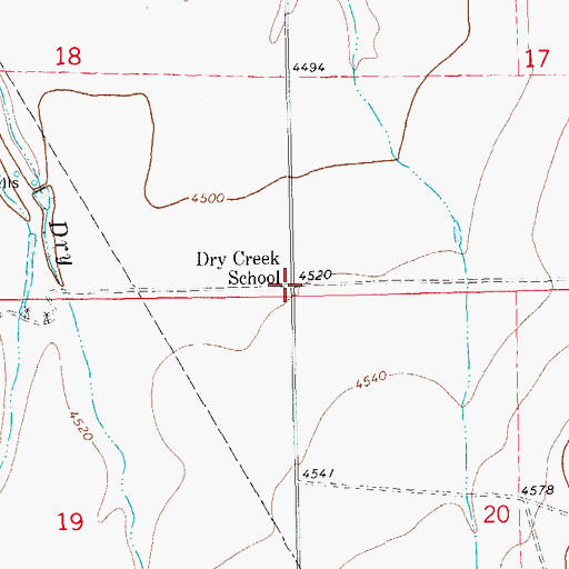 Topographic Map of Dry Creek School, CO