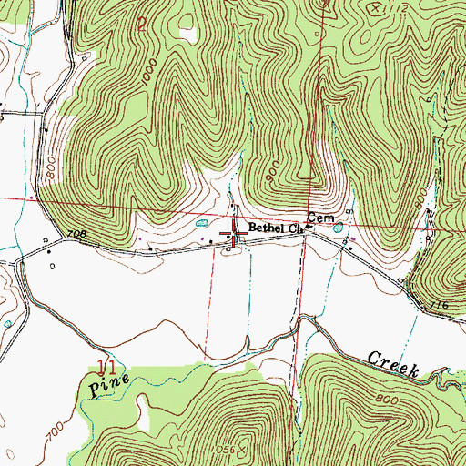 Topographic Map of Pine School (historical), OH