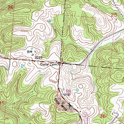 Topographic Map of Curry School (historical), OH