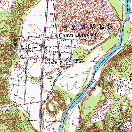 Topographic Map of Camp Dennison Cemetery, OH