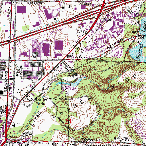 Topographic Map of Cummins Cemetery, OH