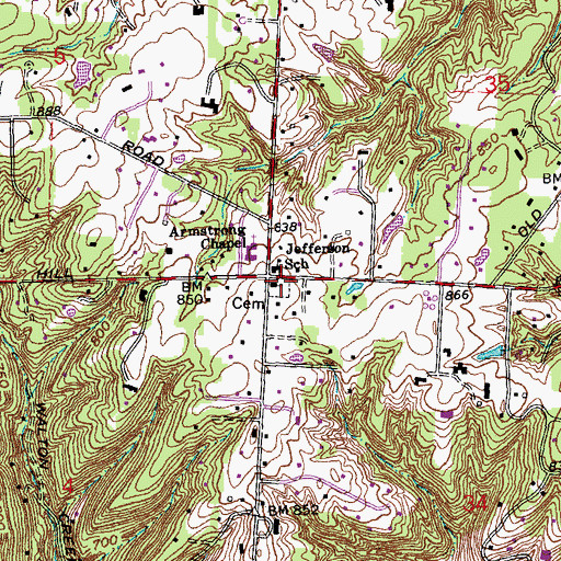 Topographic Map of Indian Hill Methodist Episcopal Cemetery, OH
