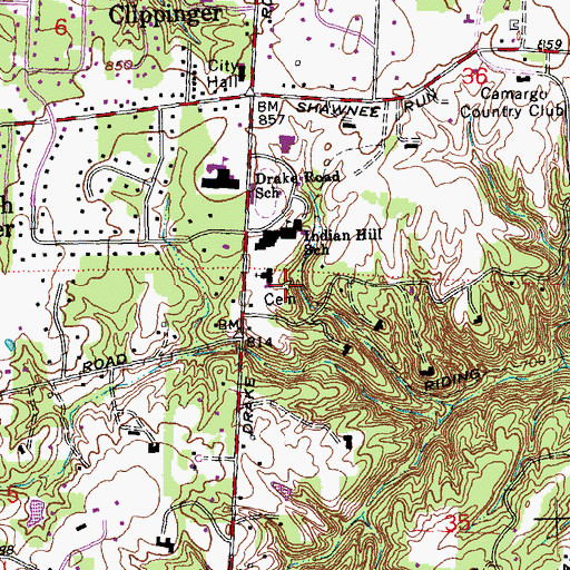 Topographic Map of Jones Cemetery, OH