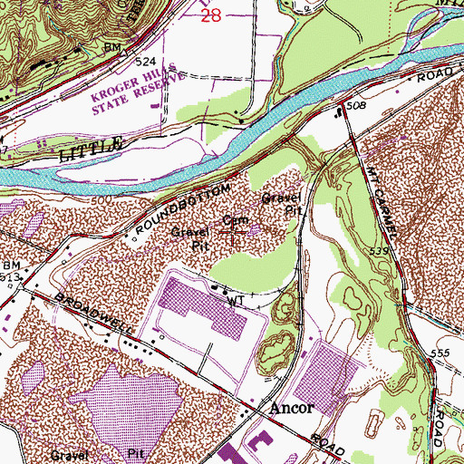 Topographic Map of Martins Cemetery, OH