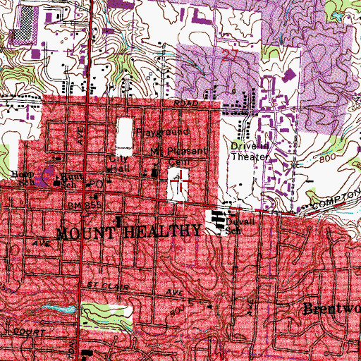 Topographic Map of Mount Pleasant Cemetery, OH