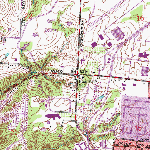 Topographic Map of Plainfield Cemetery, OH
