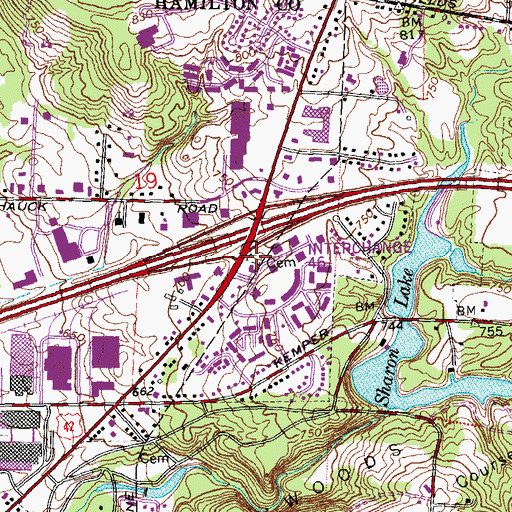 Topographic Map of Runyan Cemetery, OH