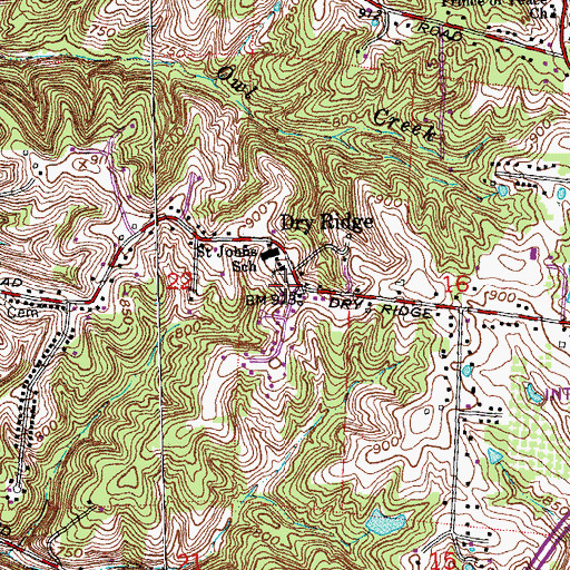 Topographic Map of Saint Johns Cemetery, OH
