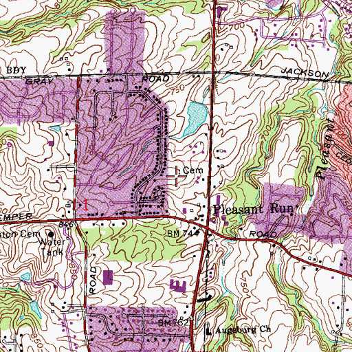 Topographic Map of Schluniger Cemetery, OH