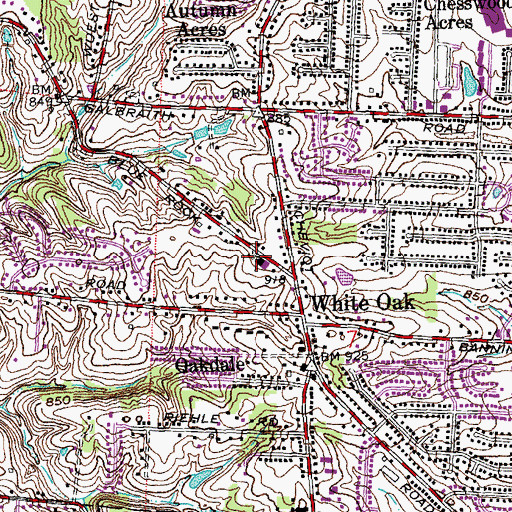 Topographic Map of White Oak Cemetery, OH