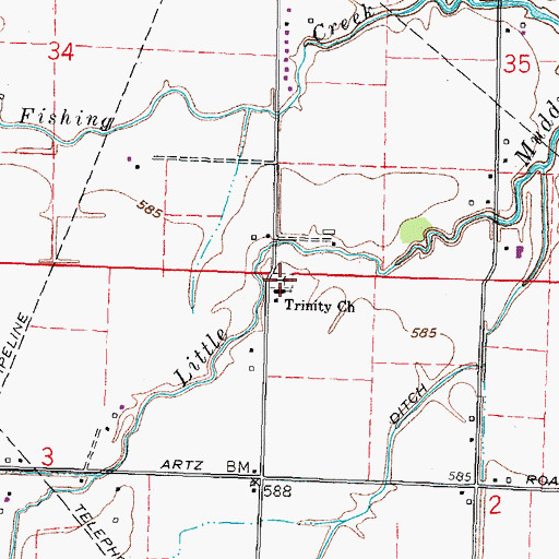 Topographic Map of Trinity Cemetery, OH