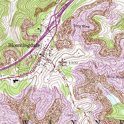Topographic Map of Bloomingdale Cemetery, OH