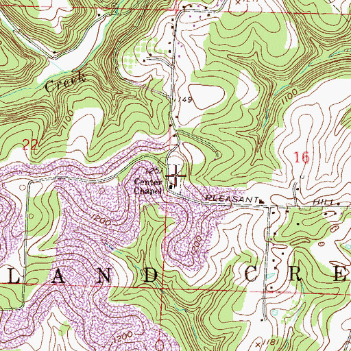 Topographic Map of Center Chapel Cemetery, OH