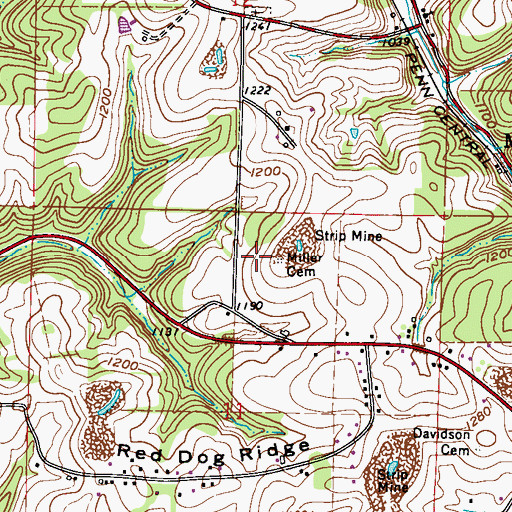 Topographic Map of Miller Cemetery, OH