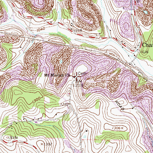 Topographic Map of Mount Moriah Cemetery, OH
