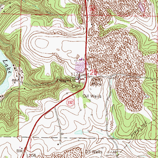 Topographic Map of Osage Cemetery, OH