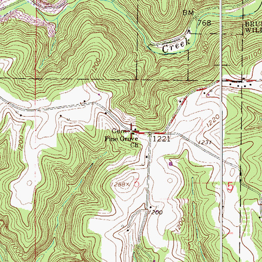 Topographic Map of Pine Grove Cemetery, OH