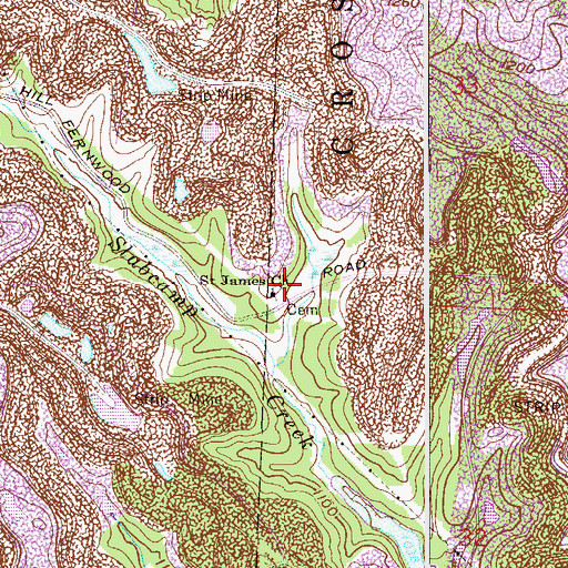 Topographic Map of Saint James Cemetery, OH