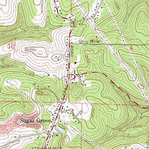 Topographic Map of Sugar Grove Cemetery, OH