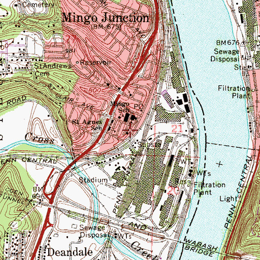 Topographic Map of First Baptist Church, OH