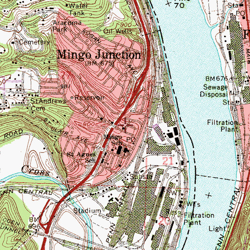 Topographic Map of Saint John the Baptist Byzantine Catholic Church, OH