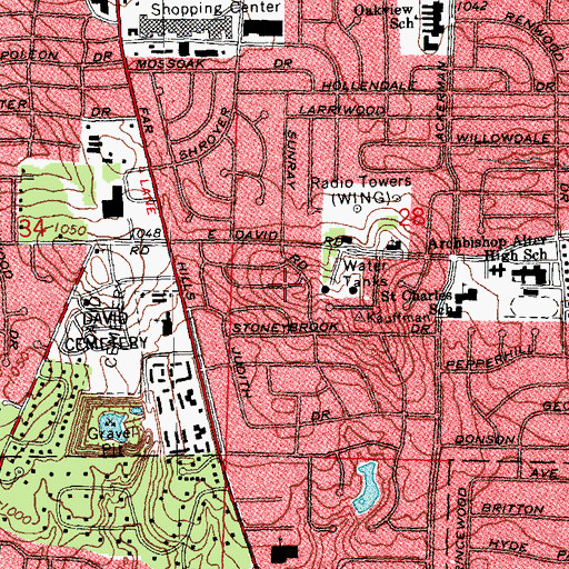 Topographic Map of Creager Cemetery (historical), OH