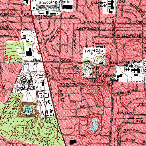 Topographic Map of Creager Cemetery (historical), OH